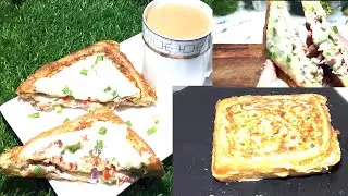 Double Decker Cheesy Egg Toast | Cheese Bread Omlet