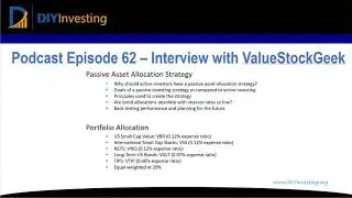 62 - Passive Asset Allocation Strategy with Value Stock Geek