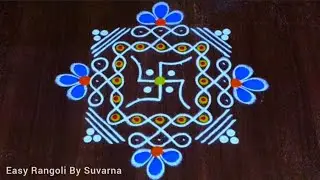 Beautiful sankranti new year melikala muggulu7×3×3 dots#sankranthimuggulu || Easy Rangoli By Suvarna