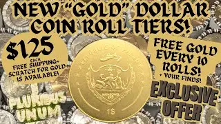 Dollar Coins Tonight! Buyer's Choice Of Unique Palau 1/2 Gram 24Kt Gold With Every 10 ROLLS!