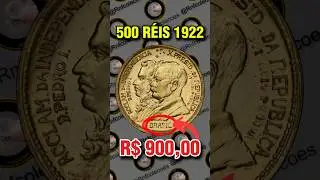 500 R&Eacute;IS 1922 RARA ERRO DE IMPRESS&Atilde;O MOEDA COMEMORATIVA #moedas #moedascomerros #moedasraras #coins