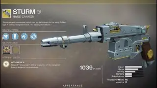 Destiny 2 : Sturm Exo Hand cannon Quest Relics of The Golden Age