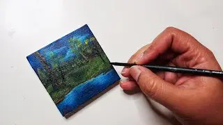 Bob Ross challenge day 53 MINI canvas Time lapse art therapy