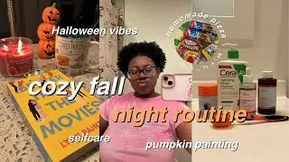 Cozy Fall Night Routine:🍁✨🍂☕️ Halloween vibes, self care, and homemade pizza