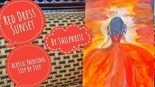 RED DRESS SUNSET/Acrylic Painting/How to step by step for beginners