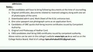 K.p training college counseling date||b.ed fees|| important documents||all information about AU b.ed