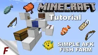Minecraft Easy to build AFK Fish Farm Tutorial Video 1.13, 1.12.2 Server Friendly