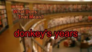 What does donkey's years mean?