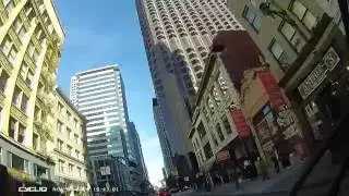 SF bicycle commuter flatbed wedge jump to wheelie