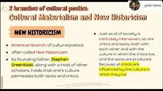 Cultural Poetics/ Cultural Materialism