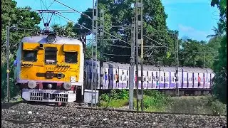 Shiny Vintage Model EMU Trains Speeding in Huge Curve & Skip Between Railgate | Eastern Railways