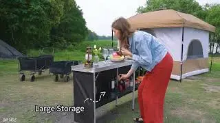 REDCAMP Extra Long Portable Bar Table With Skirts and Storage Shelf, Pop-Up Mobile Table For Camp