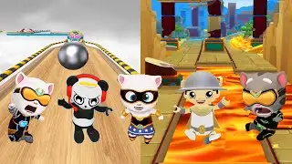 TAG WITH RYAN VS  GOLD RUN VS GOING BALL ALL SUPER CHARACTERS LAVA FALLS DOWN