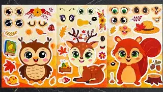 Paper DIY ASMR Cute little Wild Animals Sticker BOOK FOX OWL  Deer 악마사냥꾼 스티커북 #asmr #animals #diy