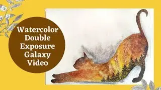Watercolor Double Exposure Painting - Galaxy