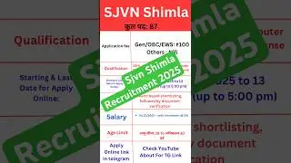 SJVN Shimla Workman Trainee Recruitment 2025 @Jobnotify23 #govtjobs2025