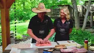 Bacon-Wrapped Pork Loin Stuffed with Boudin & Brie Recipe | Prairie Fresh&reg;