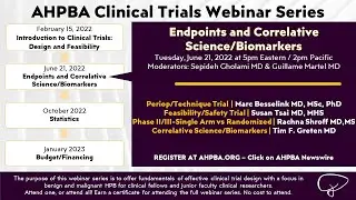 AHPBA Clinical Trials Endpoints and Correlative Science Webinar