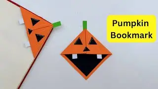 DIY Paper PUMPKIN Corner Bookmark |How To Make Halloween Bookmark  / Origami Bookmark / Paper craft