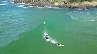 Young bloke learning to surf at Diggers Beach