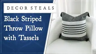 Decor Steals' Black Striped Throw Pillow with Tassels