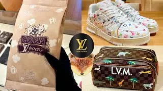 NEW at men's 🍿 LV x The Darjeeling Limited Pop Corn Toiletry Bag LV x MURAKAMI SNEAKER 🍿LV FOX CHARM