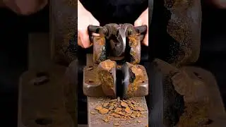 Thick Rusted Iron Pivot Mount 🤯 Slowly Cut in Half With Pure Industrial ASMR