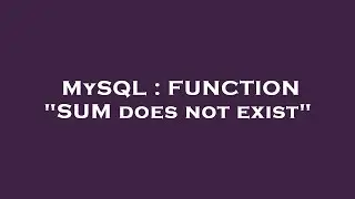 MySQL : FUNCTION 