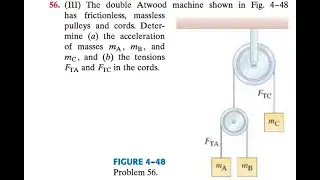 The double Atwood machine shown in Fig. 48 has fric- tionless, massless pulleys and cords. Determin