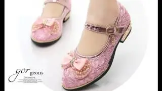 Pink Girl Shoes 2017 Lovely soft bottom leather bow flower girl wedding fashion