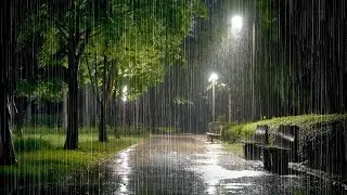 Heavy Rain Sounds on a Park Path &ndash; Healing Sounds for Deep Sleep, Calm Mind, Focus