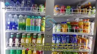 Supermarket commercial beverage fridge 4 glass doors, display freezer beverage cooler.