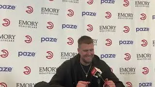 Kristaps Porzingis z drużyny Atlanta Hawks po porażce z Houston w przedsezonie