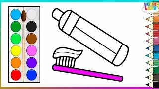 Toothbrush|Toothpaste 🦷|Draw Picture of Toothbrush for KIDS|How to Draw Toothpaste Drawing Colouring