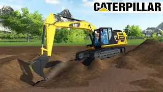 Caterpillar 320 EL Excavator Digs Dirt Out Of A Pit At A Construction Site