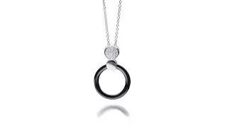 MATERIA Damen Collier Ring Keramik schwarz mit Zirkonia