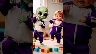Alien Baby Vs Human Baby Funny Dance With Viral Chicken Banana Song. 👽👶 | #shorts #chickenbanana