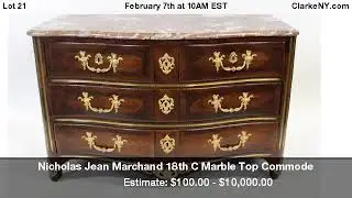 Nicholas Jean Marchand 18th C Marble Top Commode