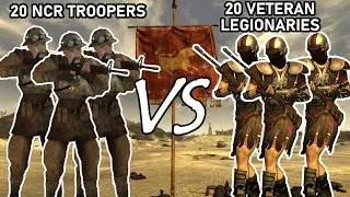 20 NCR Troopers  (Searchlight) vs 20 Veteran Legionaries | Fallout New Vegas npc battles