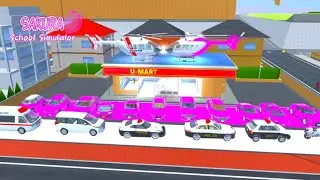 All Pink & Police Cars Collection at U Mart 💗🚓 | Sakura School Simulator | School
