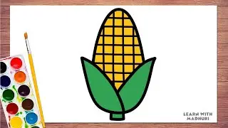 Как нарисовать милого початка кукурузы 🌽 Простой рисунок для детей | Пошаговая инструкция | Рисун...