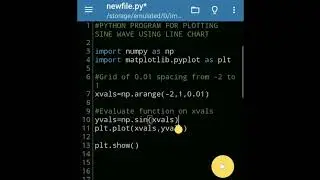 #Program for plotting #sine #wave using #line_chart #Python