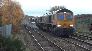 66730 'Whitemoor' & 66735 'Peterborough United' operating 3S60 pass at 16:04 08/11/25