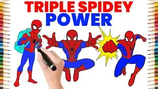 Spider-Man Back to School Drawing & Coloring Fun! | Superhero Power Punch Art | Zoonitoons for Kids