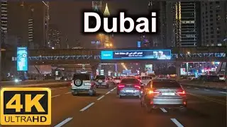 Scenic Dubai Night Tour on Sheikh Zayed Road |4K 
