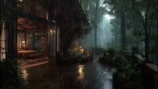 Лесная хижина под дождём в полночь 🌲 | Спокойная ночная атмосфера для глубокого отдыха
