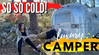 Getaway in the Metalmorphosis Airstream trailer at Old Mac Daddy and a swim in the freezing water!