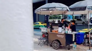 ASMR Cafe Vlog Mini Coffee Shop Sukhumvit Street Coffee | Tasty Inside Kiosk Food Truck Design Ideas