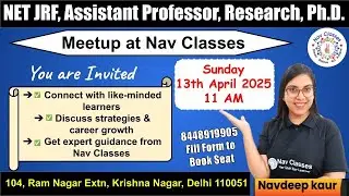 NET JRF Aspirants🎉 Exclusive Offline Meetup at Nav Classes | Connect, Learn & Grow | By Navdeep Kaur