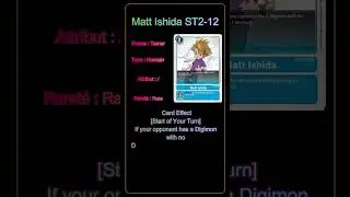⚡ Digimon⚡Matt Ishida St2 English.Vers